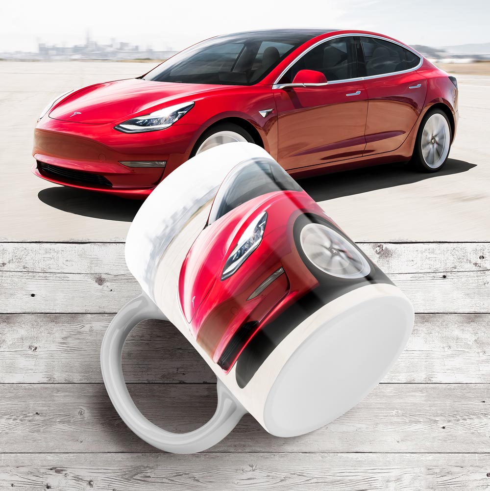 Чашка з фотографією Tesla Model 3