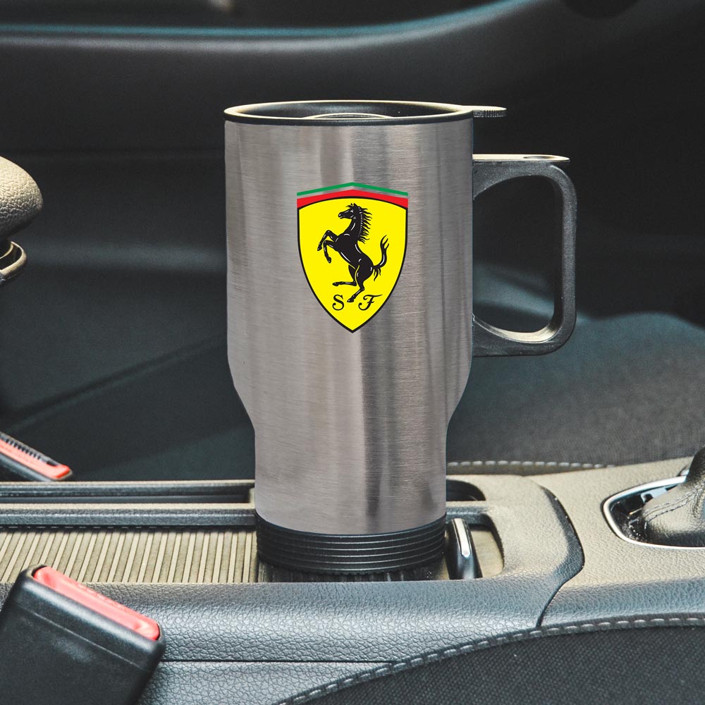 Термокухоль автомобільний з логотипом Ferrari сріблястий