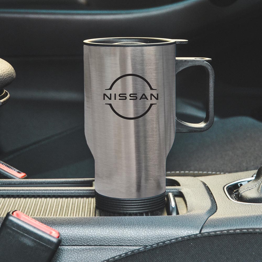 Термокухоль автомобільний з логотипом Nissan сріблястий