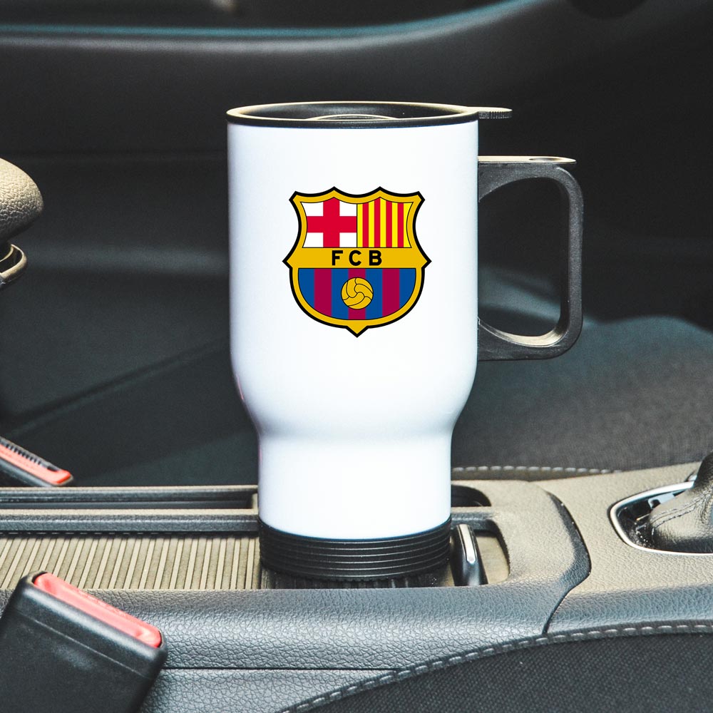Термокухоль автомобільний з логотипом футбольного клубу Барселона білий