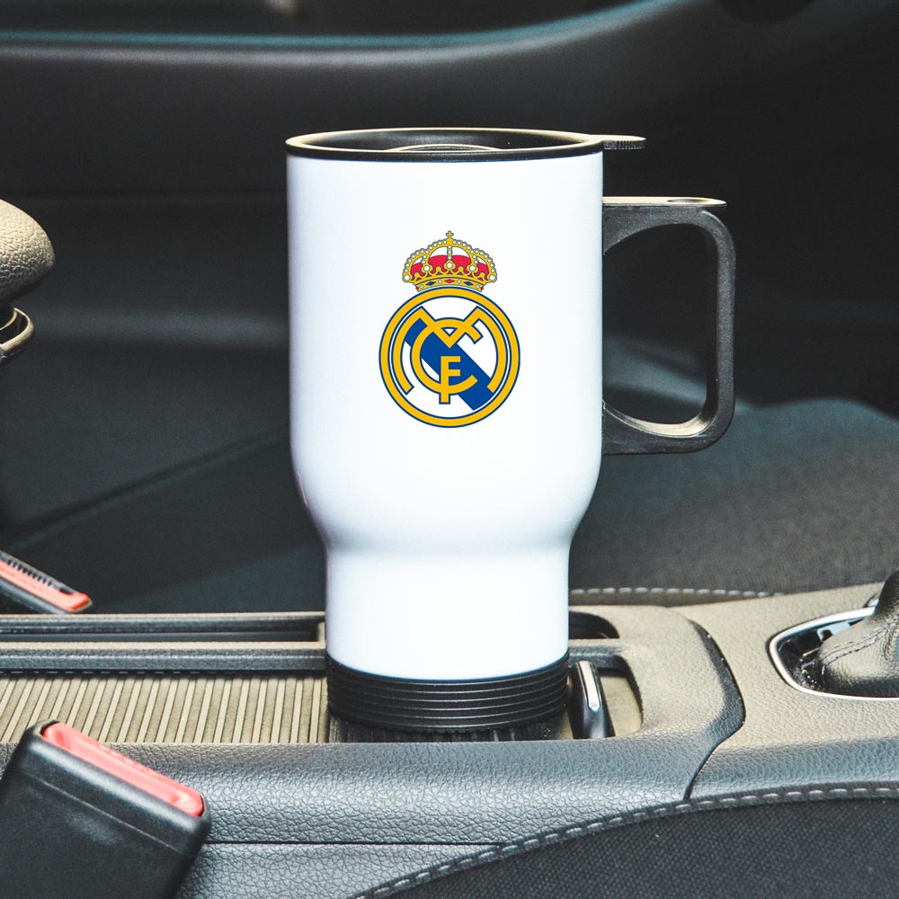 Термокухоль автомобільний з логотипом футбольного клубу Реал (Мадрид) білий