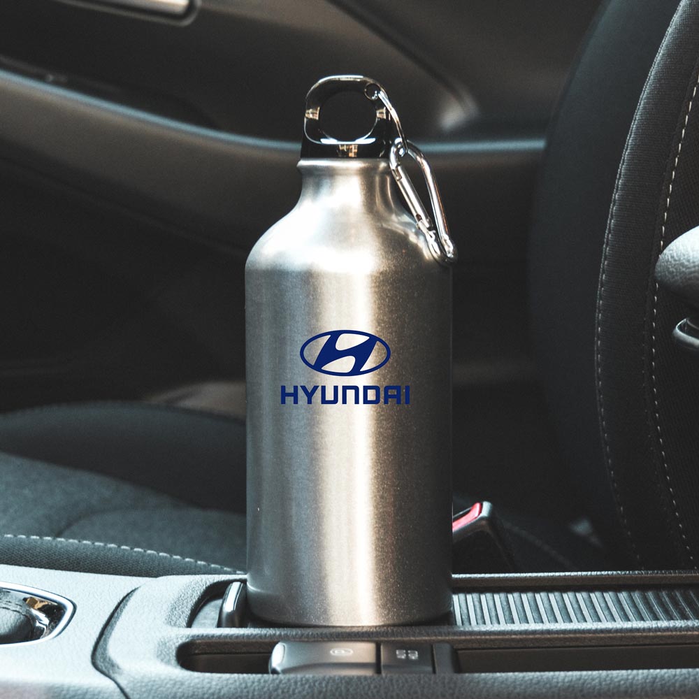 Пляшка спортивна з логотипом Hyundai срібляста