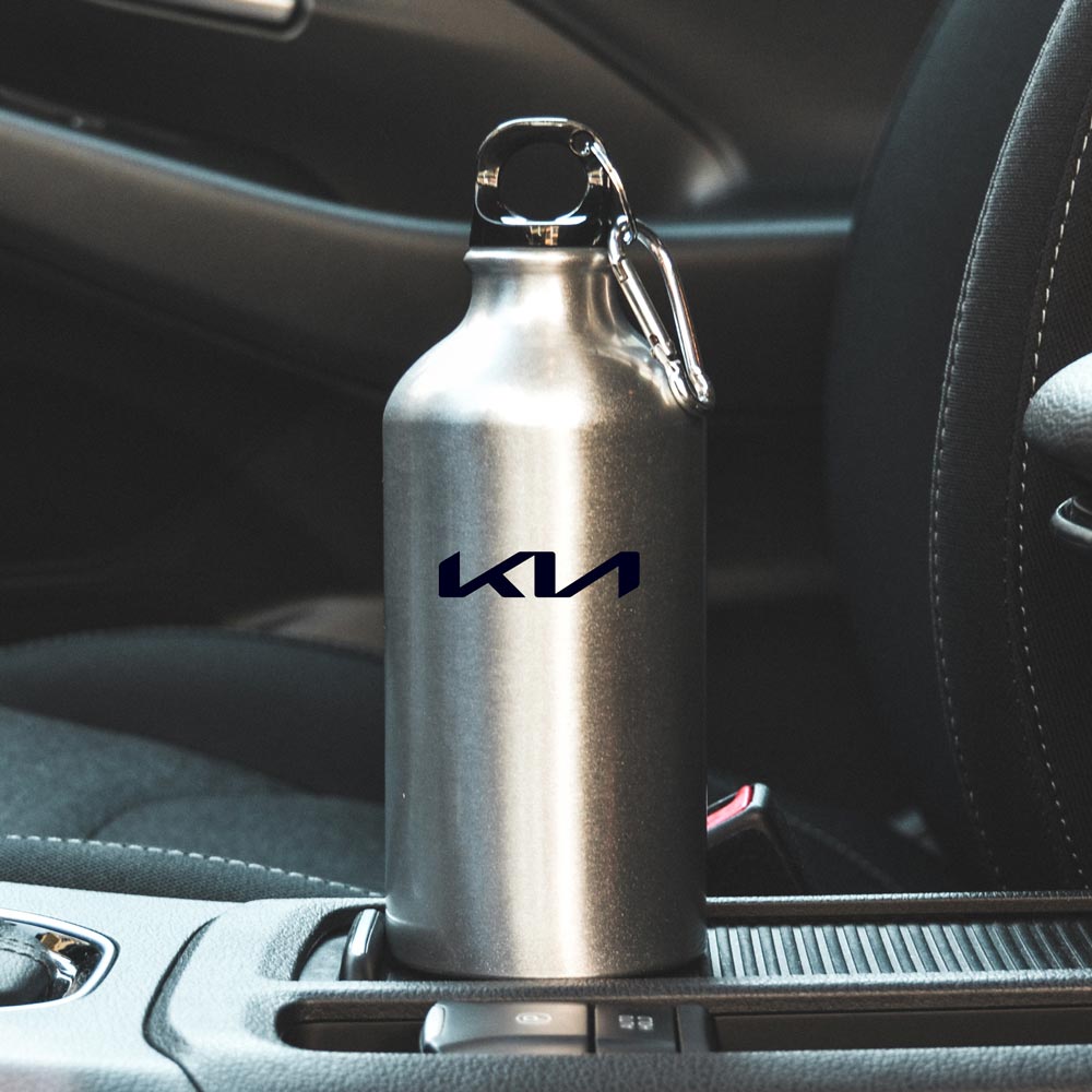 Пляшка спортивна з логотипом KIA срібляста