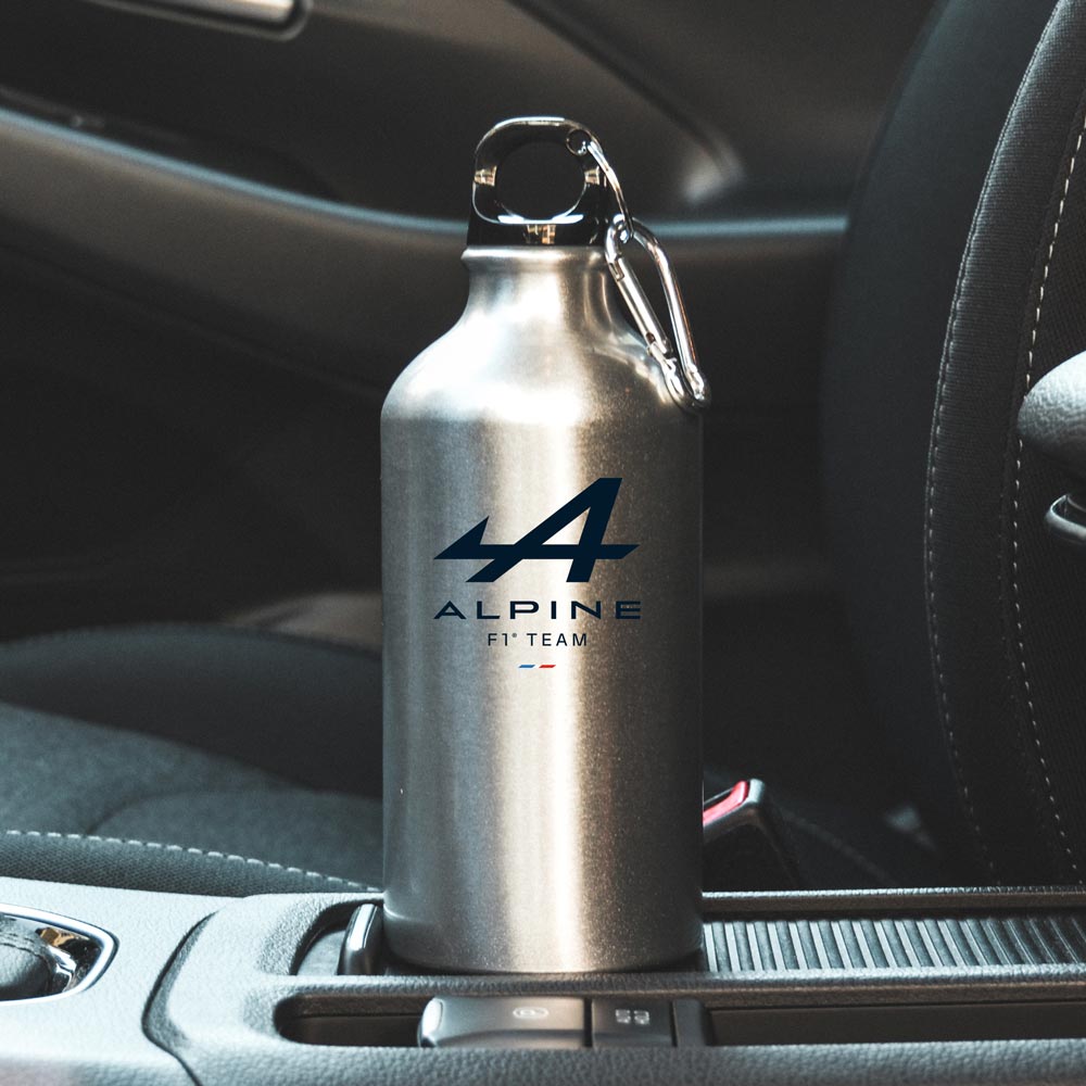 Пляшка спортивна з логотипом Alpine F1 Team срібляста