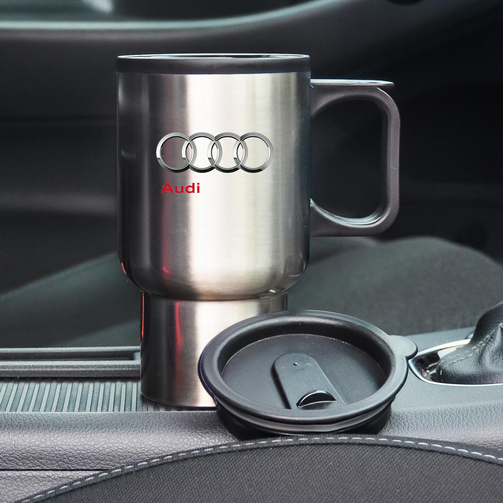 Термокухоль автомобільний з логотипом Audi сріблястий 400 мл